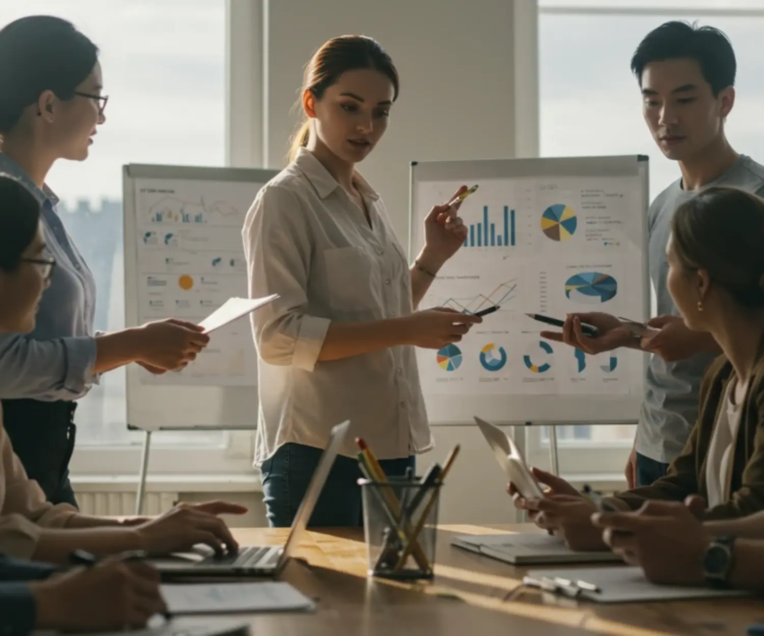 RevOps Team bespricht wichtige Kennzahlen (KPIs).